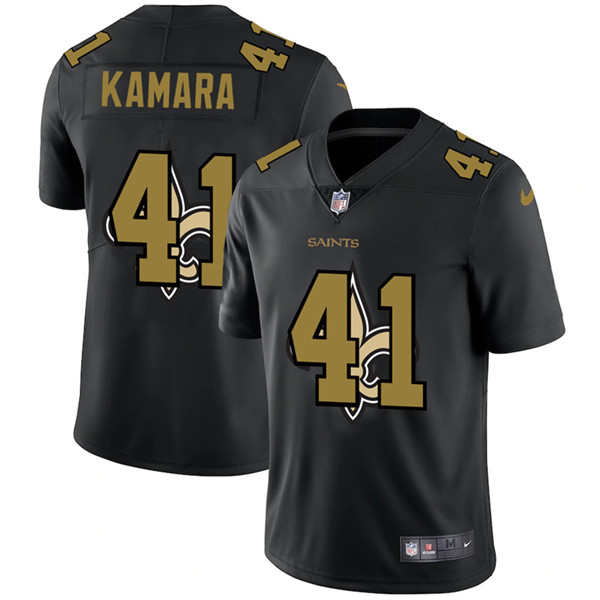 Men's New Orleans Saints #41 Alvin Kamara 2020 Black Shadow Logo Limited Stitched NFL Jersey